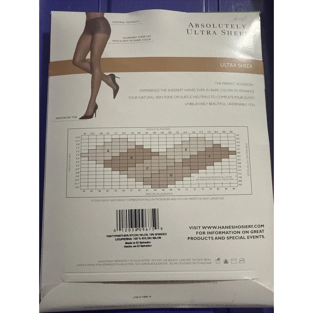 Vintage Hanes Absolutely Ultra Sheer Pantyhose 706 Sz F Barely There CT RT